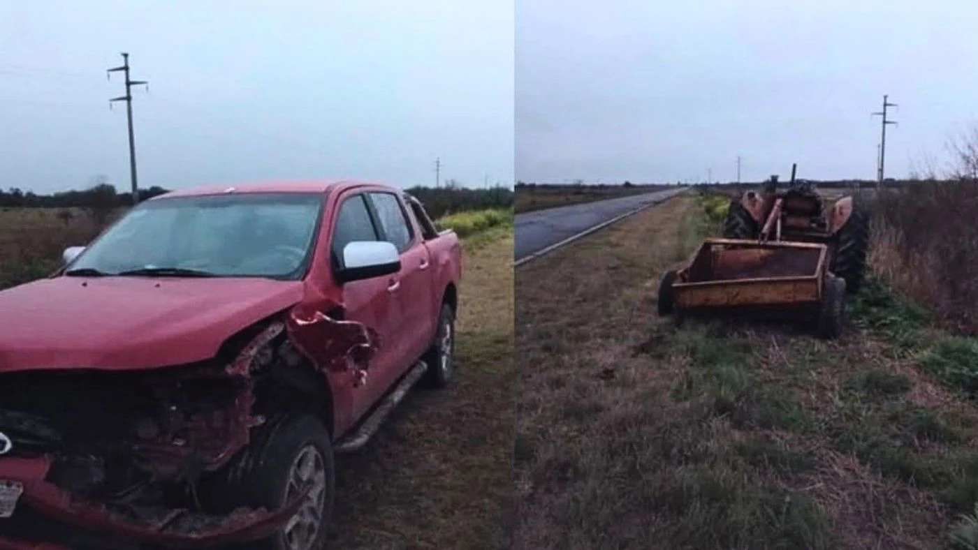 Accidente entre camioneta y pala en Ruta 39