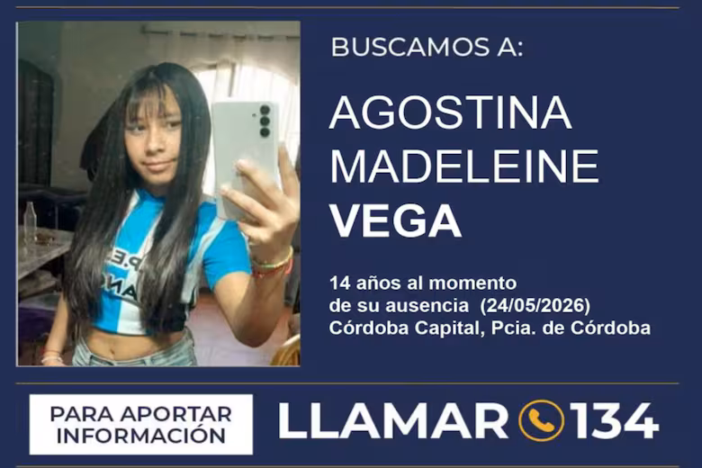 El aviso oficial de la búsqueda de Agostina Vega