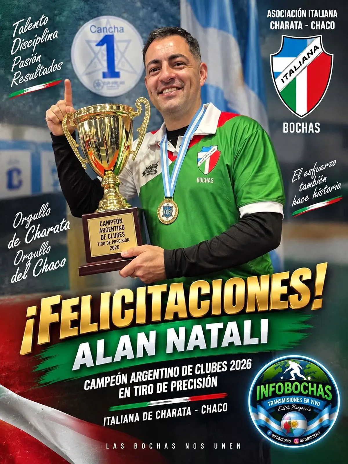 Alan Natali lleva a Italiana de Charata al título nacional