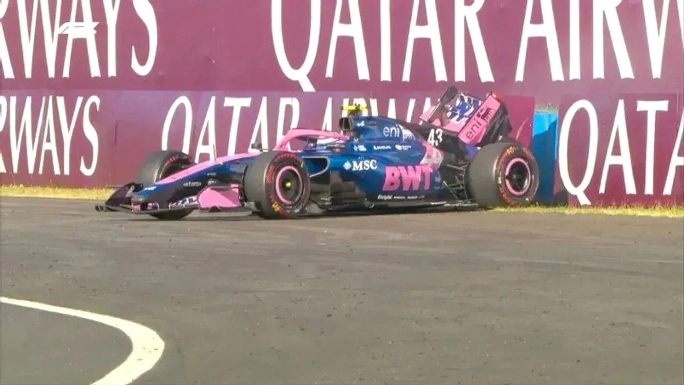 Franco Colapinto chocó en la FP2 de Hungría y terminó 21°.