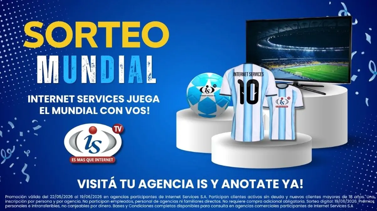 Sorteo de Internet Services para el Mundial con premios como una TV de 32 pulgadas y artículos de la selección.