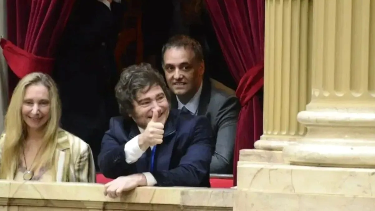 Javier Milei, Karina Milei y Manuel Adorni en el Congreso a finales del 2025 Juan Mateo Aberastain/MDZ