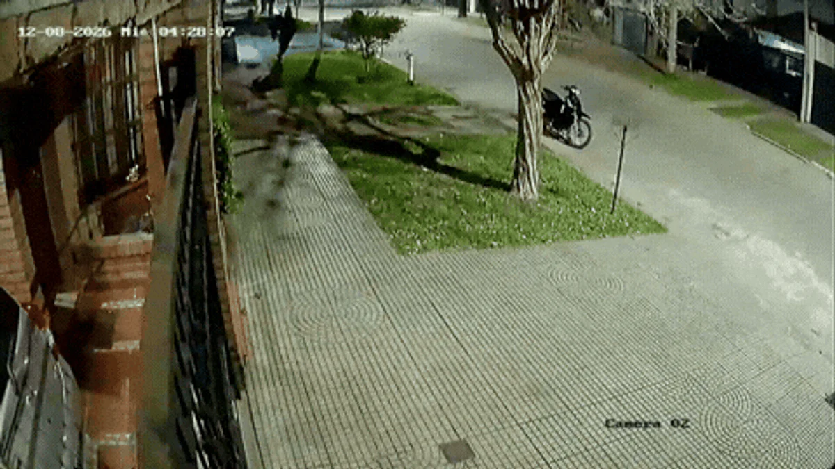 El video de las cámaras de seguridad muestra cómo, en una secuencia de 40 segundos, cinco delincuentes ingresaron al patio de una casa de Guadalupe y escaparon