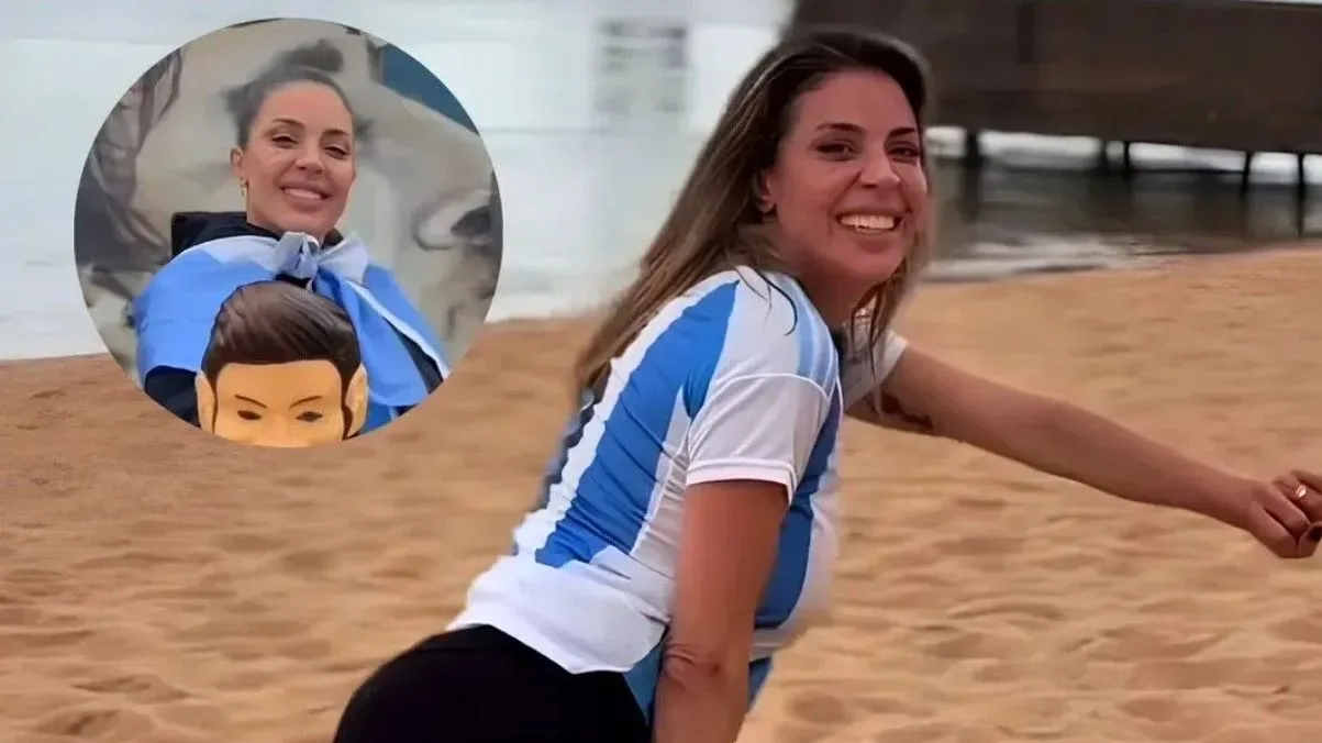Al ritmo de "Dai Dai", la mujer regaló pelotas a un club de fútbol para niños. Captura / IG @virchugallardo