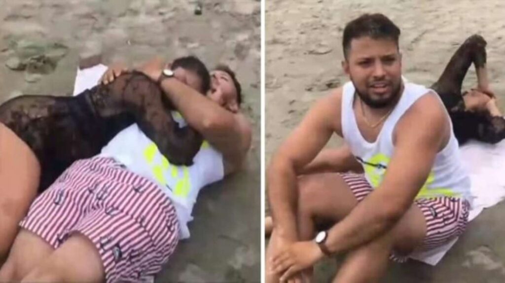 lo encontró en la playa con su secretaria