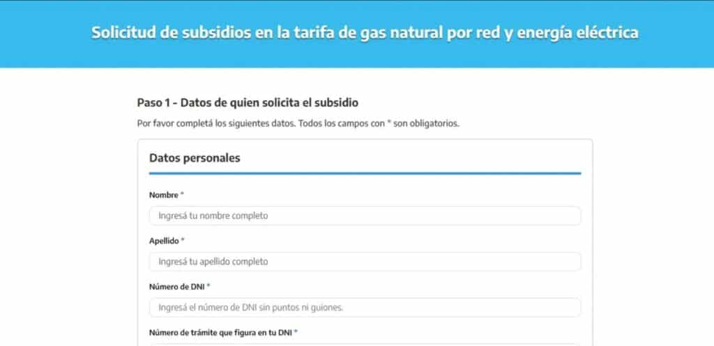 Subsidios De Luz Y Gas El Paso Para Completar El Formulario