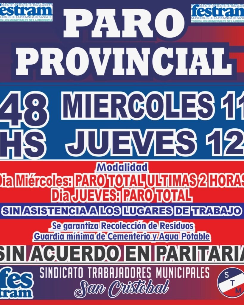 Paritarias municipales: FESTRAM rechazó la oferta salarial y anunció un paro de 48 horas
